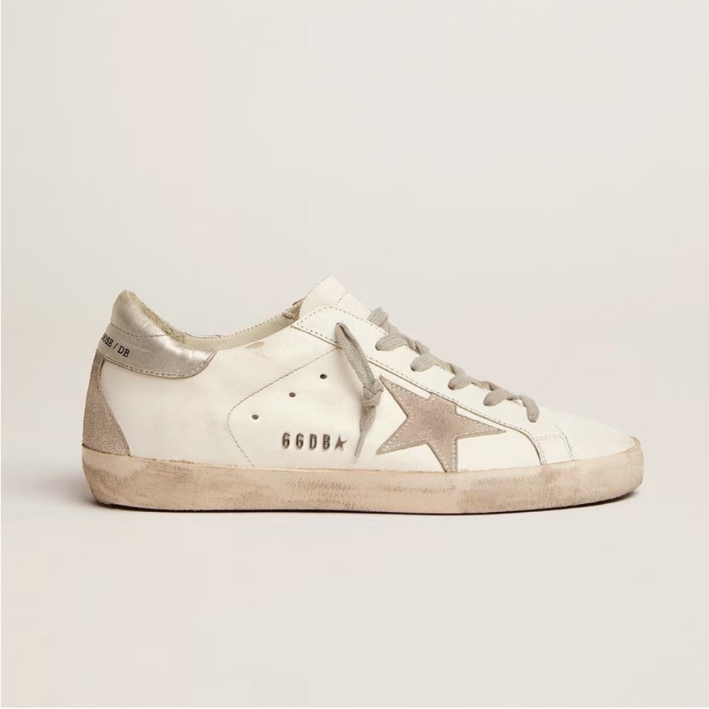Golden Goose Women's Super-Star with silver heel tab and metal stud lettering 38